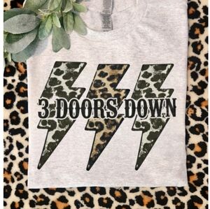 3 Doors Down Shirt Superman Kryptonite Popular Lightening Bolt Cheetah Print